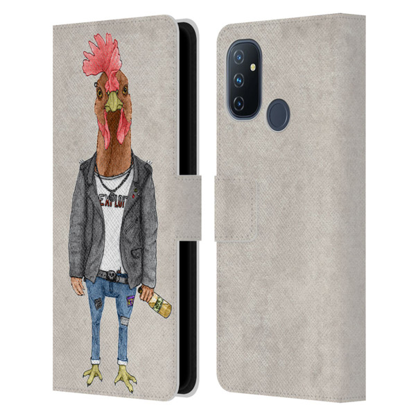Barruf Animals Punk Rooster Leather Book Wallet Case Cover For OnePlus Nord N100