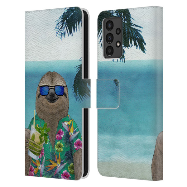 Barruf Animals Sloth In Summer Leather Book Wallet Case Cover For Samsung Galaxy A13 (2022)