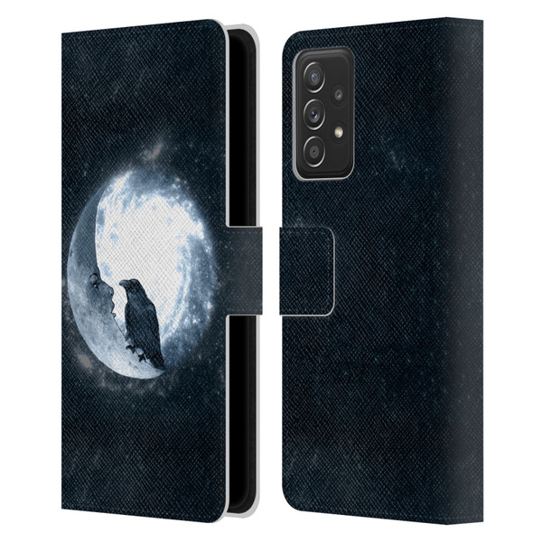 Barruf Animals Crow and Its Moon Leather Book Wallet Case Cover For Samsung Galaxy A53 5G (2022)