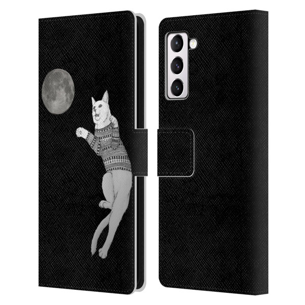 Barruf Animals Cat-ch The Moon Leather Book Wallet Case Cover For Samsung Galaxy S21+ 5G