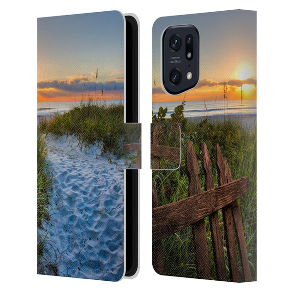 Celebrate Life Gallery Beaches Sandy Trail Leather Book Wallet Case Cover For OPPO Find X5 Pro