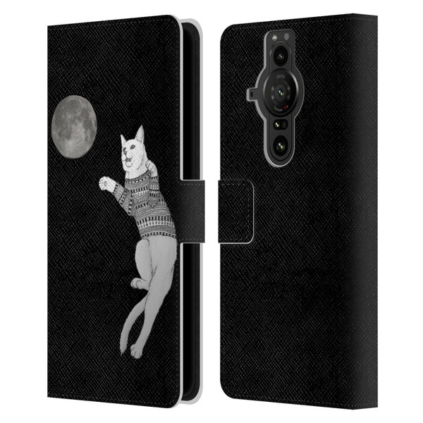 Barruf Animals Cat-ch The Moon Leather Book Wallet Case Cover For Sony Xperia Pro-I