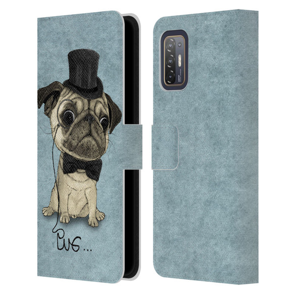 Barruf Dogs Gentle Pug Leather Book Wallet Case Cover For HTC Desire 21 Pro 5G