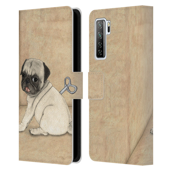 Barruf Dogs Pug Toy Leather Book Wallet Case Cover For Huawei Nova 7 SE/P40 Lite 5G