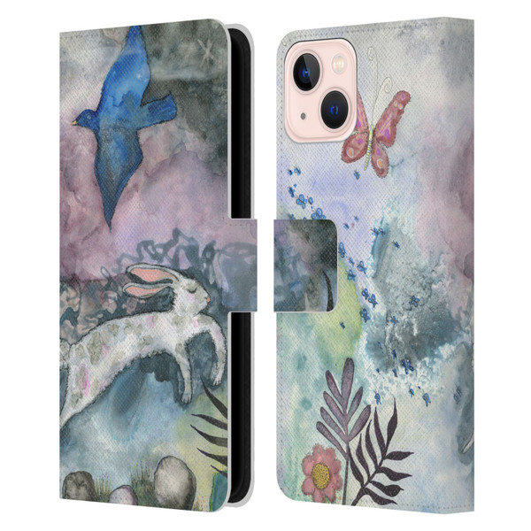 Wyanne Animals Bird and Rabbit Leather Book Wallet Case Cover For Apple iPhone 13