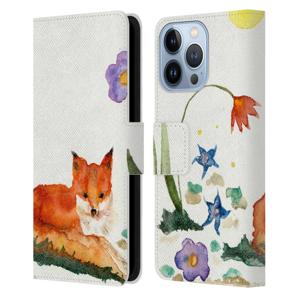 Wyanne Animals Little Fox In The Garden Leather Book Wallet Case Cover For Apple iPhone 13 Pro