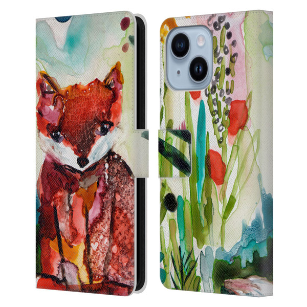 Wyanne Animals Baby Fox In The Garden Leather Book Wallet Case Cover For Apple iPhone 14 Plus