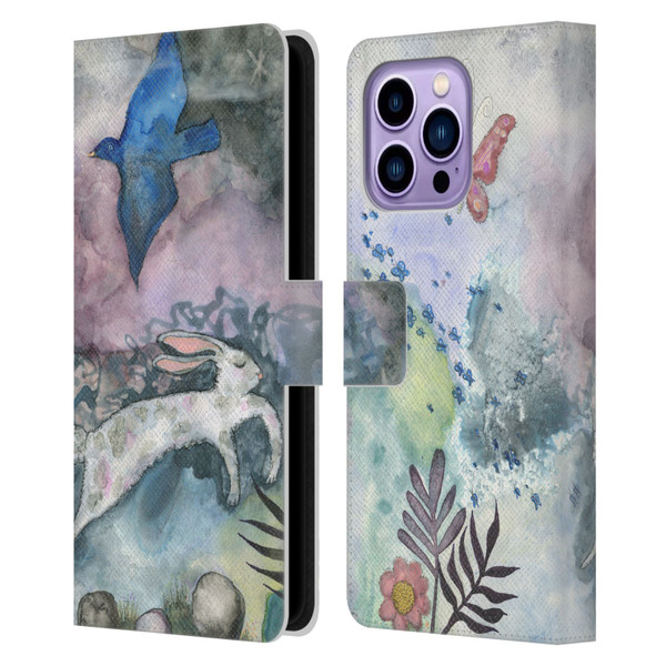 Wyanne Animals Bird and Rabbit Leather Book Wallet Case Cover For Apple iPhone 14 Pro Max