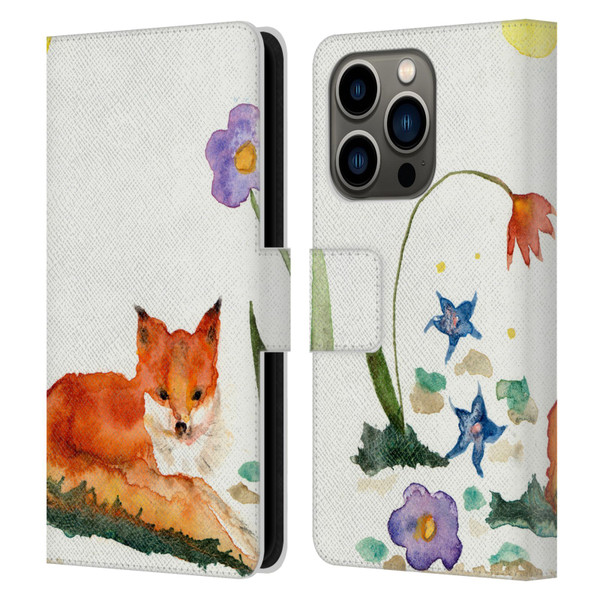 Wyanne Animals Little Fox In The Garden Leather Book Wallet Case Cover For Apple iPhone 14 Pro