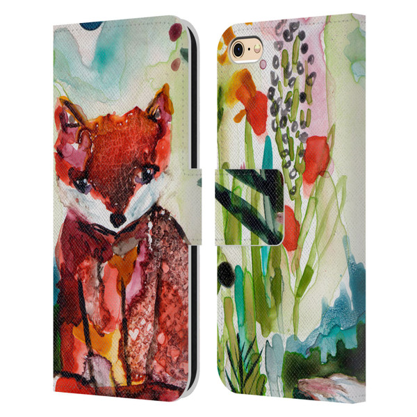 Wyanne Animals Baby Fox In The Garden Leather Book Wallet Case Cover For Apple iPhone 6 / iPhone 6s