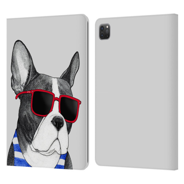 Barruf Dogs Frenchie Summer Style Leather Book Wallet Case Cover For Apple iPad Pro 11 2020 / 2021 / 2022