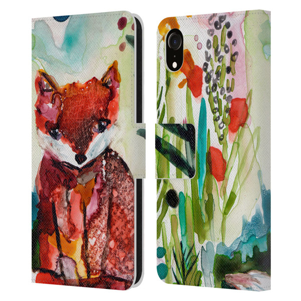 Wyanne Animals Baby Fox In The Garden Leather Book Wallet Case Cover For Apple iPhone XR