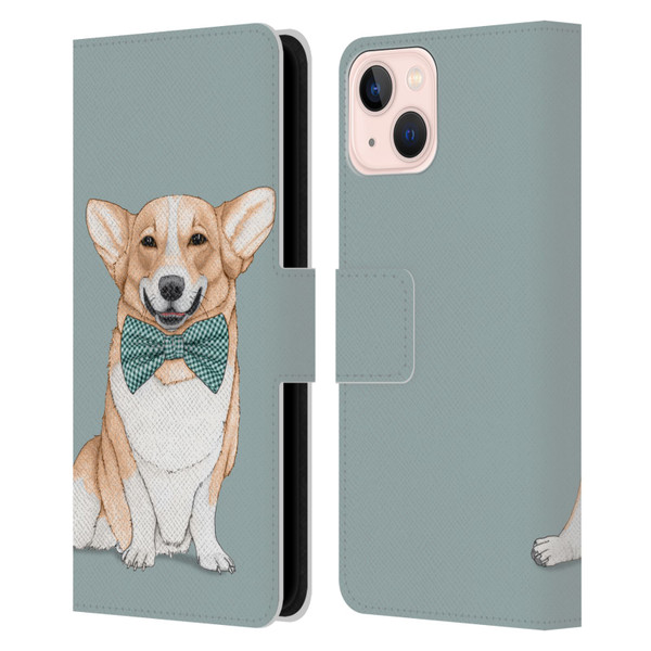 Barruf Dogs Corgi Leather Book Wallet Case Cover For Apple iPhone 13