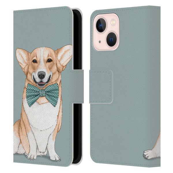 Barruf Dogs Corgi Leather Book Wallet Case Cover For Apple iPhone 13 Mini