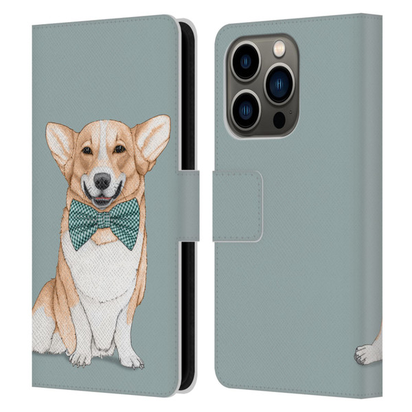 Barruf Dogs Corgi Leather Book Wallet Case Cover For Apple iPhone 14 Pro