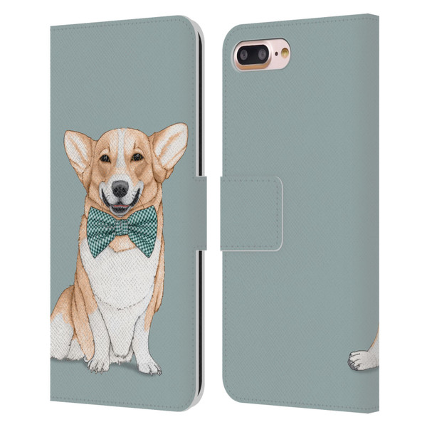 Barruf Dogs Corgi Leather Book Wallet Case Cover For Apple iPhone 7 Plus / iPhone 8 Plus