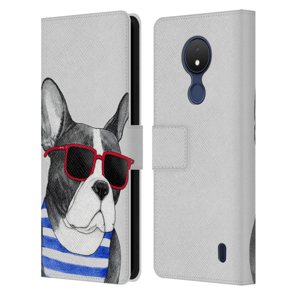 Barruf Dogs Frenchie Summer Style Leather Book Wallet Case Cover For Nokia C21