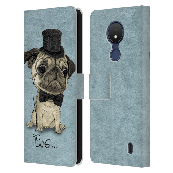 Barruf Dogs Gentle Pug Leather Book Wallet Case Cover For Nokia C21
