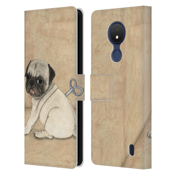 Barruf Dogs Pug Toy Leather Book Wallet Case Cover For Nokia C21