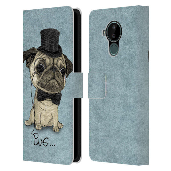 Barruf Dogs Gentle Pug Leather Book Wallet Case Cover For Nokia C30