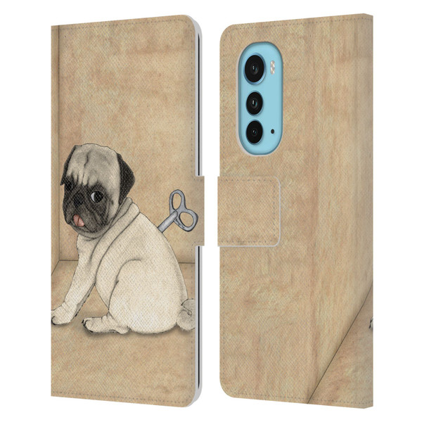 Barruf Dogs Pug Toy Leather Book Wallet Case Cover For Motorola Edge (2022)