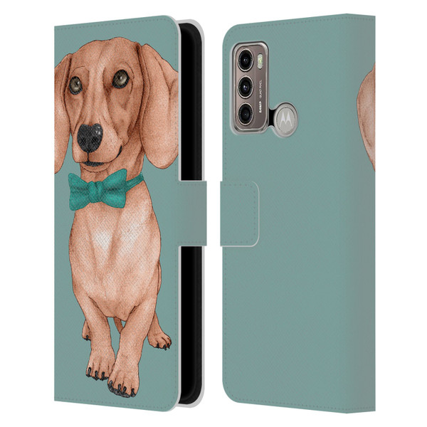 Barruf Dogs Dachshund, The Wiener Leather Book Wallet Case Cover For Motorola Moto G60 / Moto G40 Fusion