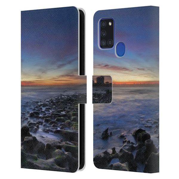 Celebrate Life Gallery Beaches 2 Blue Lagoon Leather Book Wallet Case Cover For Samsung Galaxy A21s (2020)