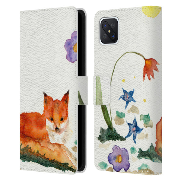 Wyanne Animals Little Fox In The Garden Leather Book Wallet Case Cover For OPPO Reno4 Z 5G