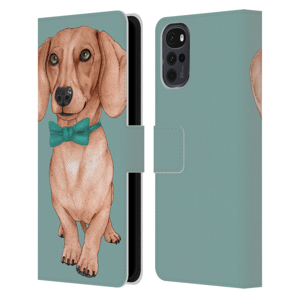 Barruf Dogs Dachshund, The Wiener Leather Book Wallet Case Cover For Motorola Moto G22