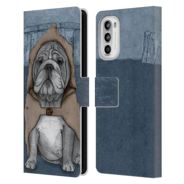 Barruf Dogs English Bulldog Leather Book Wallet Case Cover For Motorola Moto G52