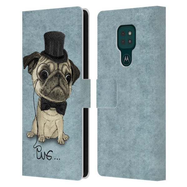 Barruf Dogs Gentle Pug Leather Book Wallet Case Cover For Motorola Moto G9 Play