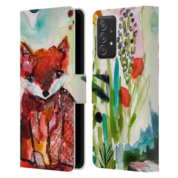 Wyanne Animals Baby Fox In The Garden Leather Book Wallet Case Cover For Samsung Galaxy A52 / A52s / 5G (2021)