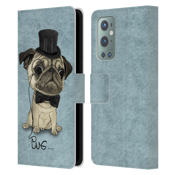 Barruf Dogs Gentle Pug Leather Book Wallet Case Cover For OnePlus 9