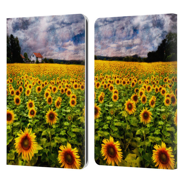 Celebrate Life Gallery Florals Dreaming Of Sunflowers Leather Book Wallet Case Cover For Amazon Kindle Paperwhite 1 / 2 / 3