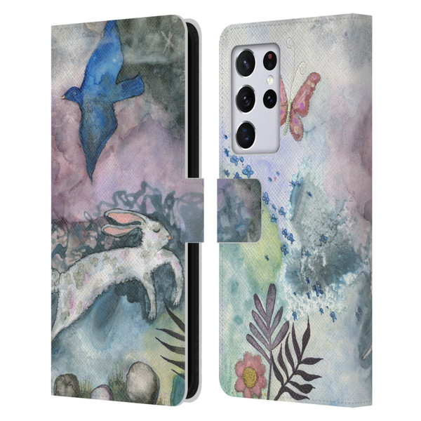 Wyanne Animals Bird and Rabbit Leather Book Wallet Case Cover For Samsung Galaxy S21 Ultra 5G