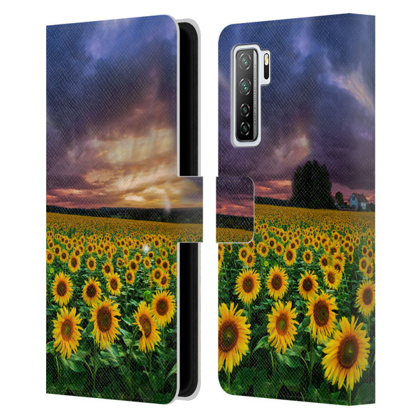 Celebrate Life Gallery Florals Stormy Sunrise Leather Book Wallet Case Cover For Huawei Nova 7 SE/P40 Lite 5G