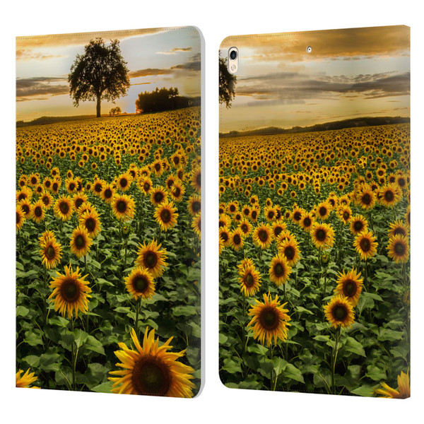 Celebrate Life Gallery Florals Big Sunflower Field Leather Book Wallet Case Cover For Apple iPad Pro 10.5 (2017)