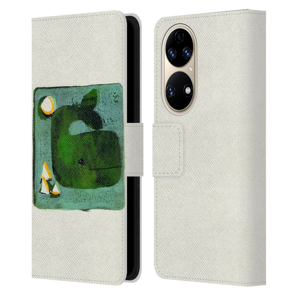 Wyanne Animals 2 Green Whale Monoprint Leather Book Wallet Case Cover For Huawei P50
