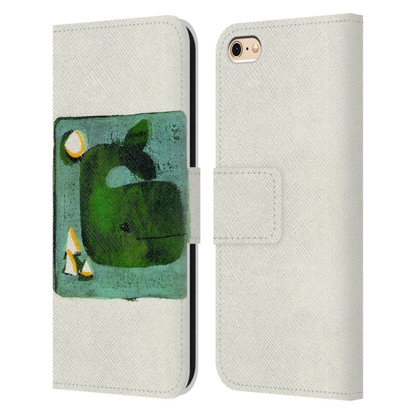 Wyanne Animals 2 Green Whale Monoprint Leather Book Wallet Case Cover For Apple iPhone 6 / iPhone 6s