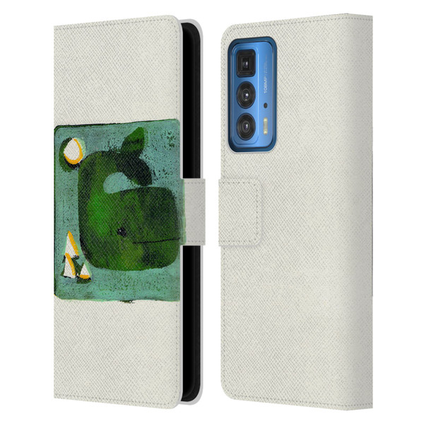 Wyanne Animals 2 Green Whale Monoprint Leather Book Wallet Case Cover For Motorola Edge 20 Pro