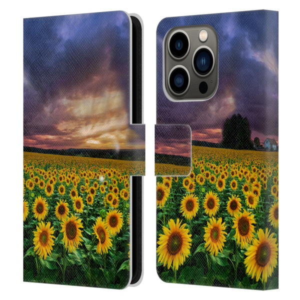 Celebrate Life Gallery Florals Stormy Sunrise Leather Book Wallet Case Cover For Apple iPhone 14 Pro