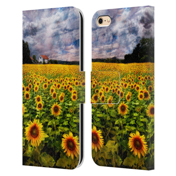 Celebrate Life Gallery Florals Dreaming Of Sunflowers Leather Book Wallet Case Cover For Apple iPhone 6 / iPhone 6s