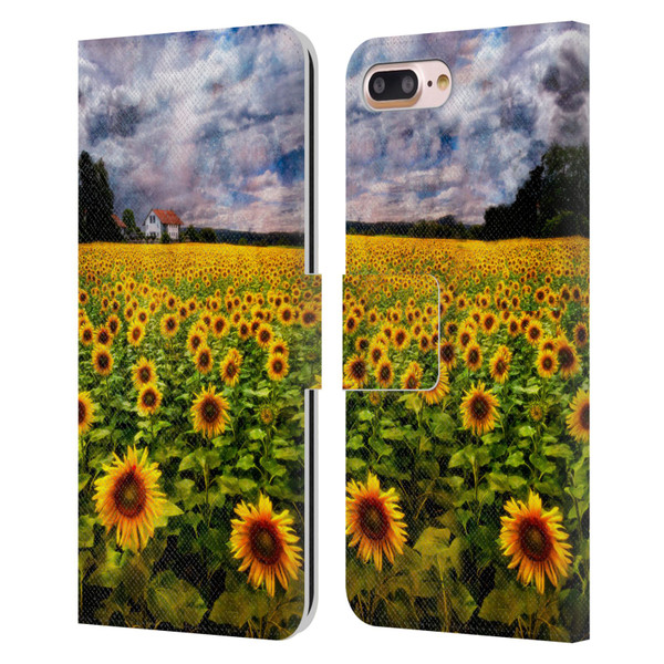 Celebrate Life Gallery Florals Dreaming Of Sunflowers Leather Book Wallet Case Cover For Apple iPhone 7 Plus / iPhone 8 Plus