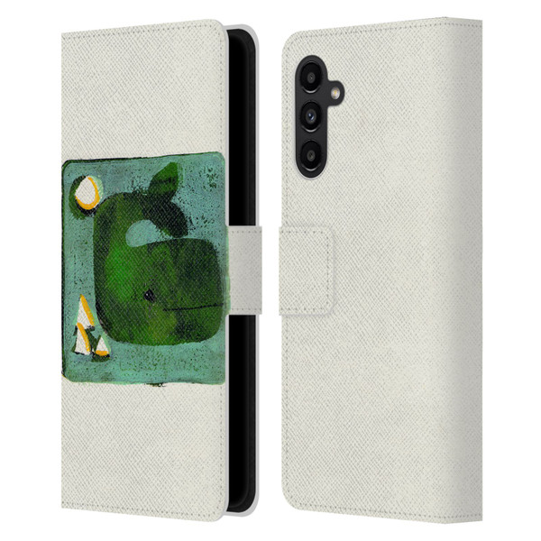 Wyanne Animals 2 Green Whale Monoprint Leather Book Wallet Case Cover For Samsung Galaxy A13 5G (2021)