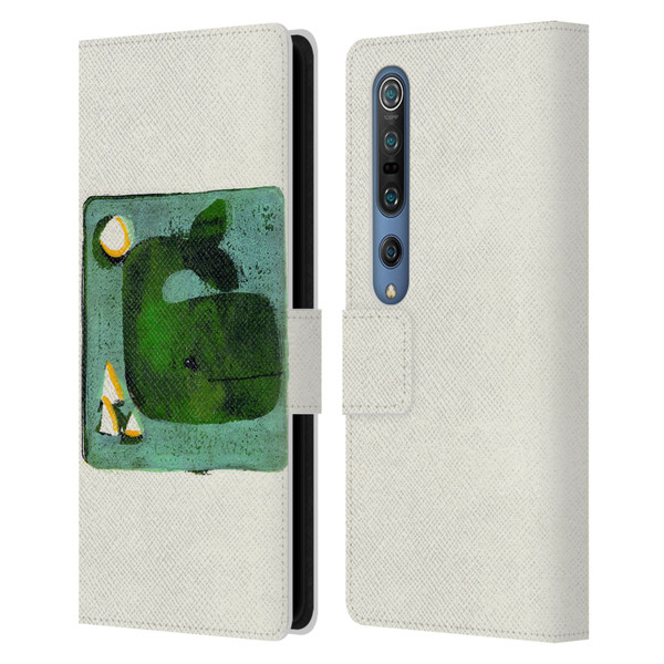 Wyanne Animals 2 Green Whale Monoprint Leather Book Wallet Case Cover For Xiaomi Mi 10 5G / Mi 10 Pro 5G