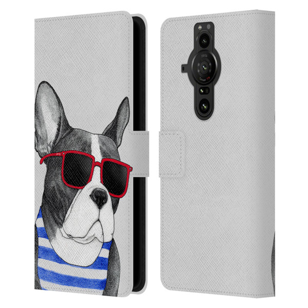 Barruf Dogs Frenchie Summer Style Leather Book Wallet Case Cover For Sony Xperia Pro-I