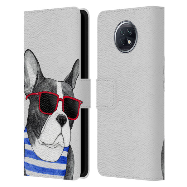 Barruf Dogs Frenchie Summer Style Leather Book Wallet Case Cover For Xiaomi Redmi Note 9T 5G