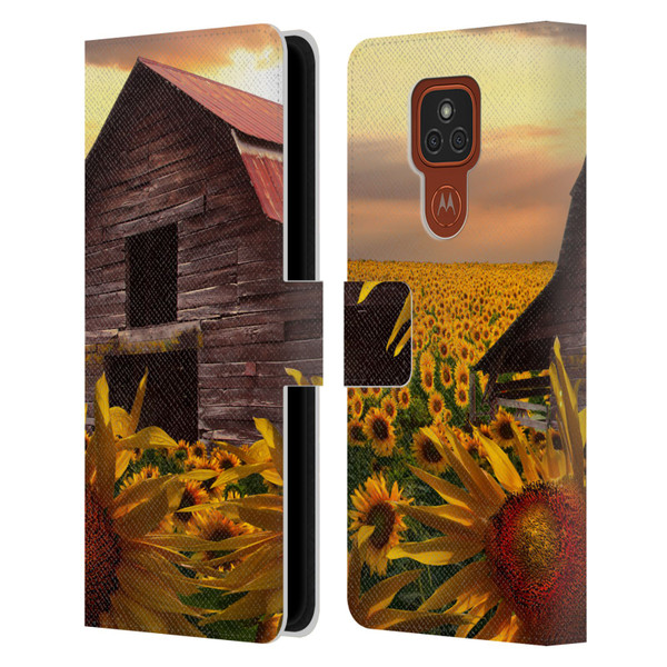 Celebrate Life Gallery Florals Sunflower Dance Leather Book Wallet Case Cover For Motorola Moto E7 Plus