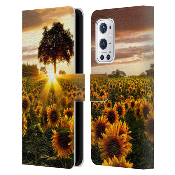 Celebrate Life Gallery Florals Fields Of Gold Leather Book Wallet Case Cover For OnePlus 9 Pro