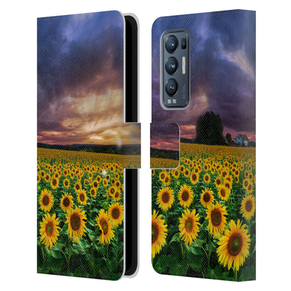 Celebrate Life Gallery Florals Stormy Sunrise Leather Book Wallet Case Cover For OPPO Find X3 Neo / Reno5 Pro+ 5G